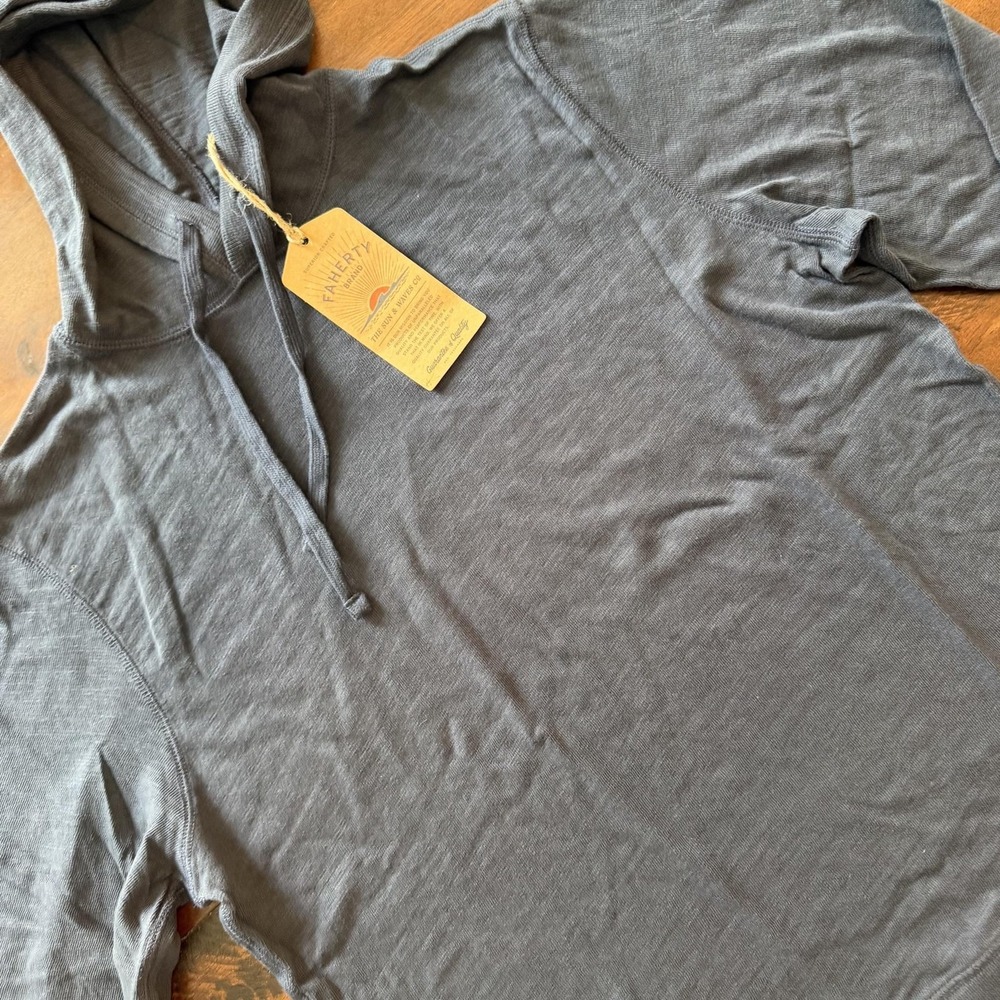 Faherty Hoodie Mens Large Blue Sunwashed Slub Cotton Pullover MKC0096